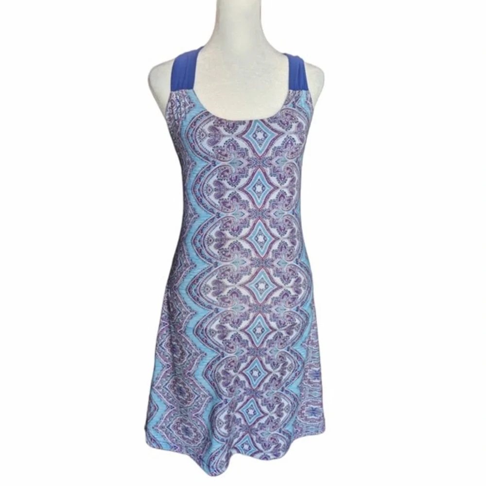 PrAna Paisley Geometric Cross-Back Dress Built Bra Mandala Sz XL Quinn Casual - Picture 6 of 11